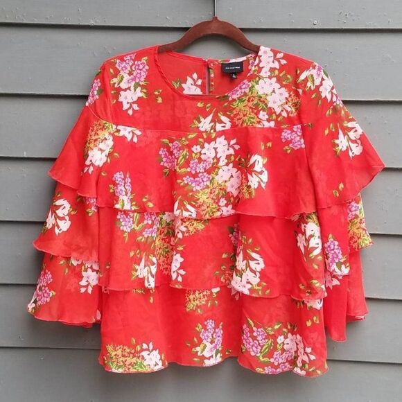 Who What Wear Layered Floral Peasant Top Size Small - Picture 1 of 11